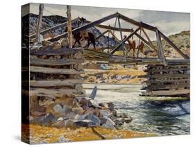 Crossing the Rio Grande, C.1914-31 (Oil on Canvas)-Walter Ufer-Stretched Canvas
