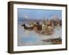 Crossing the River, C.1895 (Oil on Panel)-Charles Marion Russell-Framed Giclee Print