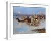 Crossing the River, C.1895 (Oil on Panel)-Charles Marion Russell-Framed Giclee Print