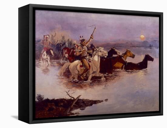 Crossing the River Charles-Charles Marion Russell-Framed Stretched Canvas