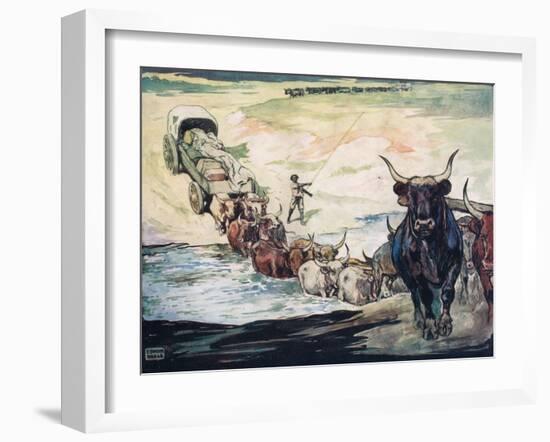 Crossing the River, Illustration from 'Helpers Without Hands' by Gladys Davidson, Published in 1919-John Edwin Noble-Framed Giclee Print