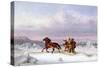 Crossing the St. Lawrence from Levis to Quebec on a Sleigh-Cornelius Krieghoff-Stretched Canvas