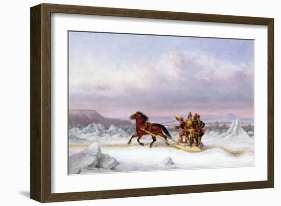 Crossing the St. Lawrence from Levis to Quebec on a Sleigh-Cornelius Krieghoff-Framed Giclee Print