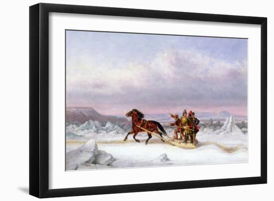 Crossing the St. Lawrence from Levis to Quebec on a Sleigh-Cornelius Krieghoff-Framed Giclee Print