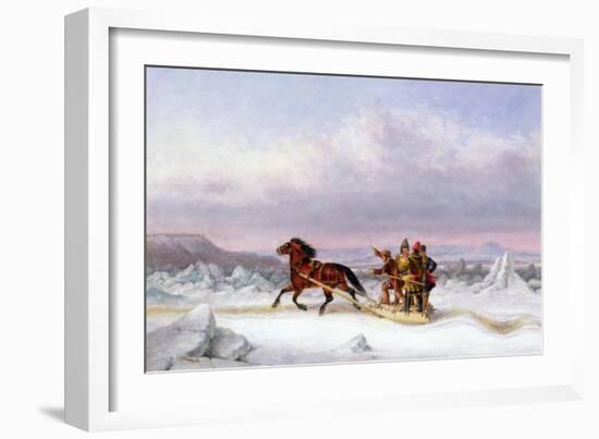 Crossing the St. Lawrence from Levis to Quebec on a Sleigh-Cornelius Krieghoff-Framed Giclee Print