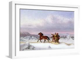 Crossing the St. Lawrence from Levis to Quebec on a Sleigh-Cornelius Krieghoff-Framed Giclee Print