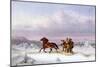 Crossing the St. Lawrence from Levis to Quebec on a Sleigh-Cornelius Krieghoff-Mounted Giclee Print