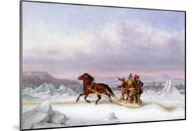 Crossing the St. Lawrence from Levis to Quebec on a Sleigh-Cornelius Krieghoff-Mounted Giclee Print