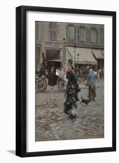 Crossing the Street, 1873-75 (Oil on Panel)-Giovanni Boldini-Framed Giclee Print