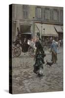 Crossing the Street, 1873-75 (Oil on Panel)-Giovanni Boldini-Stretched Canvas