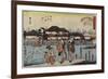 Crossing the Sumida River at Hashiba, the Restaurant Yanagiya, 1830-1844-Utagawa Hiroshige-Framed Giclee Print