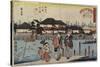 Crossing the Sumida River at Hashiba, the Restaurant Yanagiya, 1830-1844-Utagawa Hiroshige-Stretched Canvas