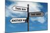 Crossroad Signpost Saying This Way, that Way, Another Way Concept for Lost, Confusion or Decisions-Flynt-Mounted Photographic Print