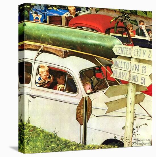 Crossroads on Sunday-Norman Rockwell-Stretched Canvas