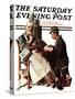 "Crossword Puzzle" Saturday Evening Post Cover, January 31,1925-Norman Rockwell-Stretched Canvas