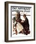 "Crossword Puzzle" Saturday Evening Post Cover, January 31,1925-Norman Rockwell-Framed Giclee Print