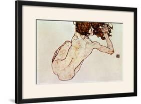 Crouching Nude, Back View, 1917-Egon Schiele-Framed Giclee Print