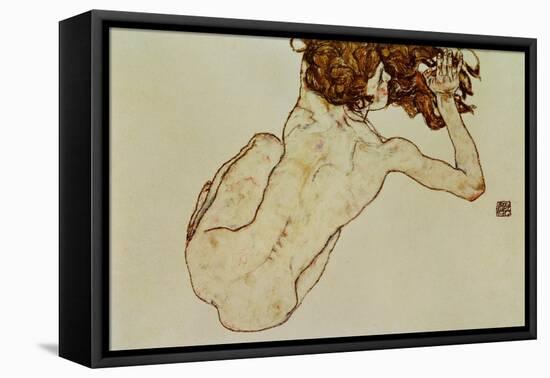 Crouching Nude, Back View, 1917-Egon Schiele-Framed Stretched Canvas