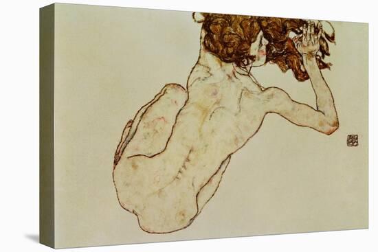 Crouching Nude, Back View, 1917-Egon Schiele-Stretched Canvas