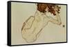 Crouching Nude, Back View, 1917-Egon Schiele-Framed Stretched Canvas