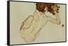 Crouching Nude, Back View, 1917-Egon Schiele-Framed Stretched Canvas