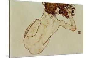 Crouching Nude, Back View, 1917-Egon Schiele-Stretched Canvas