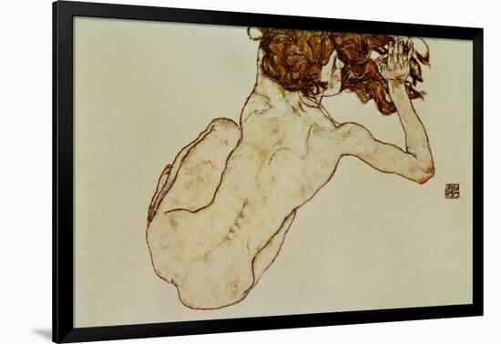 Crouching Nude, Back View, 1917-Egon Schiele-Framed Giclee Print