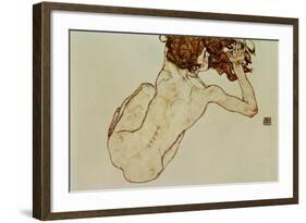 Crouching Nude, Back View, 1917-Egon Schiele-Framed Giclee Print