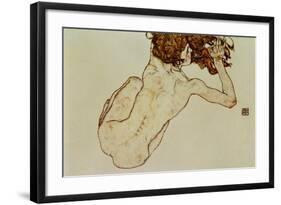 Crouching Nude, Back View, 1917-Egon Schiele-Framed Giclee Print