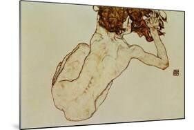 Crouching Nude, Back View, 1917-Egon Schiele-Mounted Giclee Print