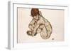 Crouching Nude Girl - Schiele, Egon (1890-1918) - 1914 - Black Chalk, Gouache on Paper - 31,5X48,2-Egon Schiele-Framed Giclee Print