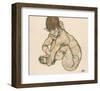 Crouching Nude Girl-Egon Schiele-Framed Art Print