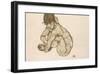 Crouching Nude Girl-Egon Schiele-Framed Premium Giclee Print