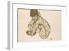 Crouching Nude Girl-Egon Schiele-Framed Premium Giclee Print
