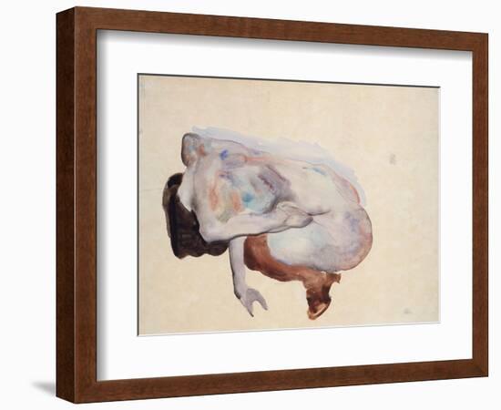 Crouching Nude in Shoes and Black Stockings, Back View, 1912-Egon Schiele-Framed Giclee Print