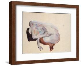 Crouching Nude in Shoes and Black Stockings, Back View, 1912-Egon Schiele-Framed Giclee Print