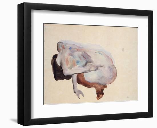 Crouching Nude in Shoes and Black Stockings, Back View, 1912-Egon Schiele-Framed Giclee Print