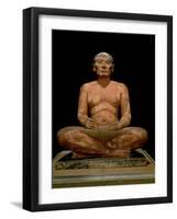 Crouching Scribe Statue, from Saqqara, Old Kingdom (Limestone, Alabaster & Rock Crystal)-null-Framed Giclee Print