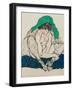 Crouching Woman with Green Headscarf, 1914-Egon Schiele-Framed Giclee Print