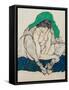 Crouching Woman with Green Headscarf, 1914-Egon Schiele-Framed Stretched Canvas