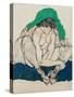 Crouching Woman with Green Headscarf, 1914-Egon Schiele-Stretched Canvas