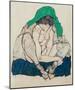 Crouching Woman with Green Headscarf-Egon Schiele-Mounted Giclee Print