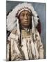 Crow Indian Chief in a Traditional War Bonnet and Clothing, circa 1900-null-Mounted Giclee Print