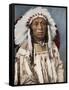 Crow Indian Chief in a Traditional War Bonnet and Clothing, circa 1900-null-Framed Stretched Canvas