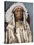 Crow Indian Chief in a Traditional War Bonnet and Clothing, circa 1900-null-Stretched Canvas