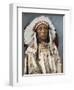 Crow Indian Chief in a Traditional War Bonnet and Clothing, circa 1900-null-Framed Giclee Print