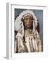 Crow Indian Chief in a Traditional War Bonnet and Clothing, circa 1900-null-Framed Giclee Print