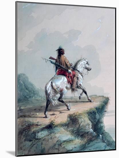 Crow Indian on the Lookout-Alfred Jacob Miller-Mounted Giclee Print