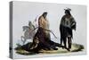 Crow Indians, Engraving from Dresses and Costumes of All People around World-Auguste Wahlen-Stretched Canvas