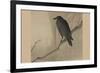 Crow on a Willow Branch-null-Framed Premium Giclee Print